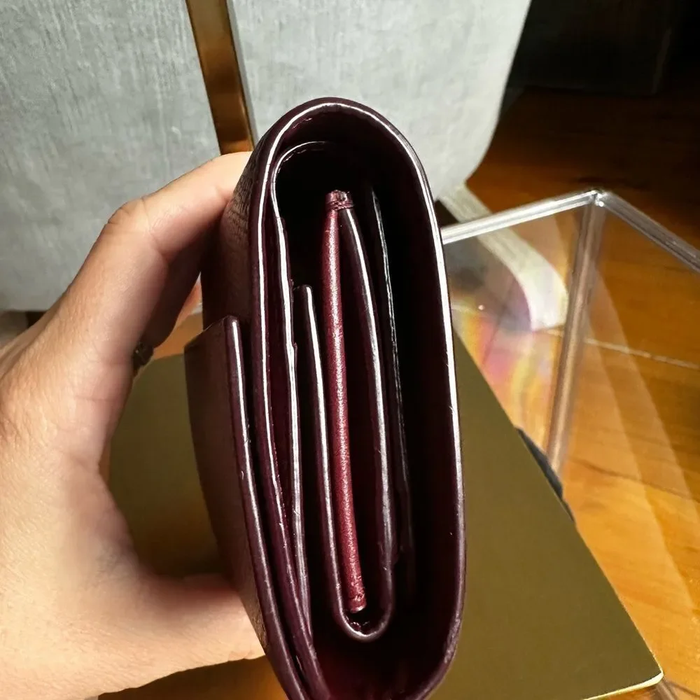 Compact dark red Celine Wallet - Picture 6 of 7
